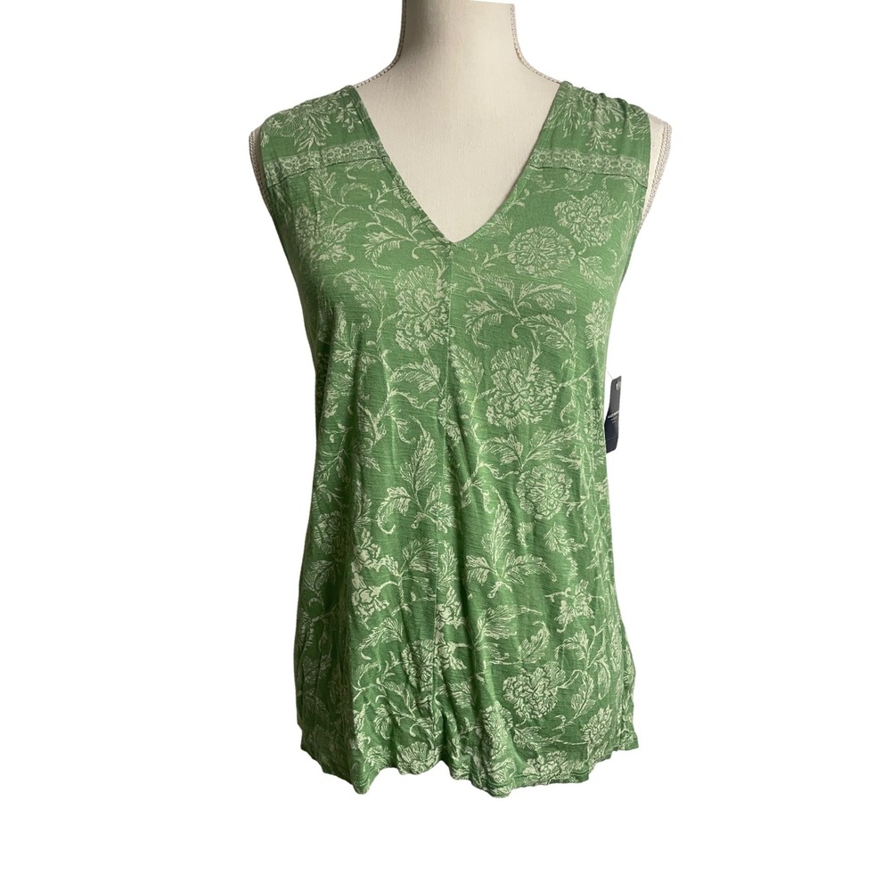 Lucky Brand Green Floral Relaxed Tank Top Women's Small